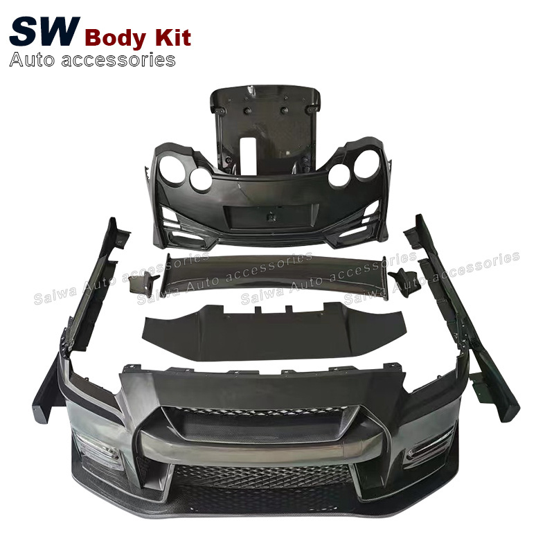 Body Kit High Quality Semi-carbon Fiber for Nissan GTR R35 Upgrade Kit 1 Set R35 Gtr Auto Parts Carbon Fiber Front Bumper Inter