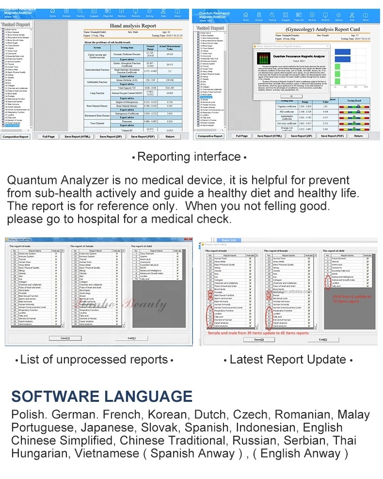 Hot physical health analyzer full body scanning quantum resonance magnetic analyzer with treatment