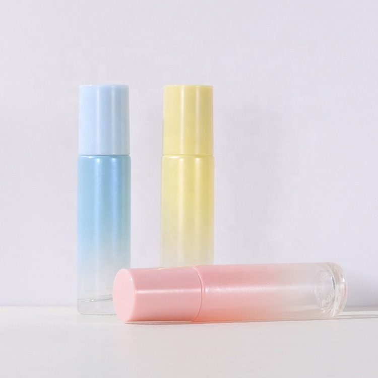 10ml Empty Pearlescent Iridescent Glass Aromatherapy Perfume Essential Oil Roll On Roller Bottle with Plastic Cap