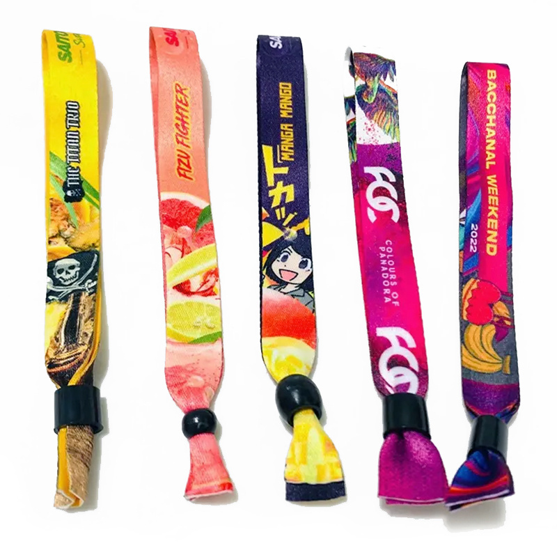 Adjustable Polyester Rpet Fabric Wristbands Festival Wrist Bands Custom Printed Anime Bracelet Wristband For Event Sport