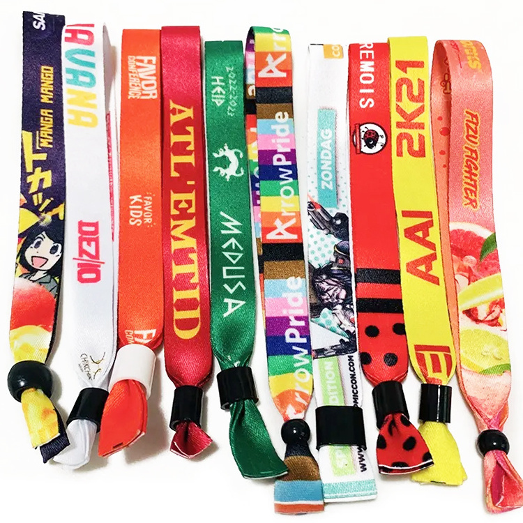 Adjustable Polyester Rpet Fabric Wristbands Festival Wrist Bands Custom Printed Anime Bracelet Wristband For Event Sport