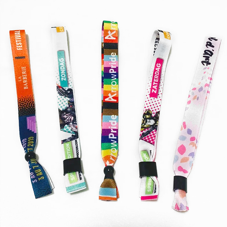 Adjustable Polyester Rpet Fabric Wristbands Festival Wrist Bands Custom Printed Anime Bracelet Wristband For Event Sport