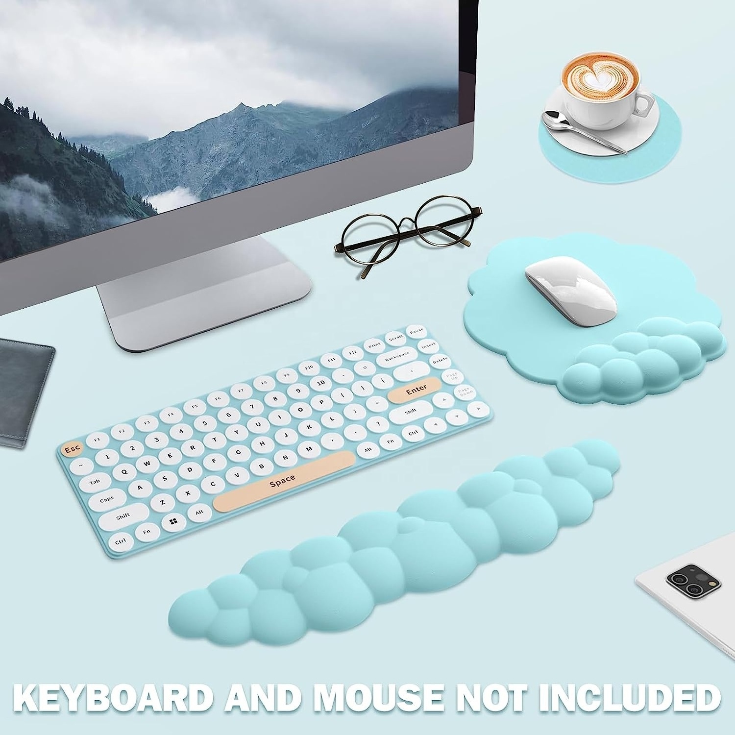 Custom Logo Memory Foam Desk Mat Gel Keyboard Desk Pad and Gaming Mouse Pad With PC Wrist Rest Mouse Pad Set for Office Home