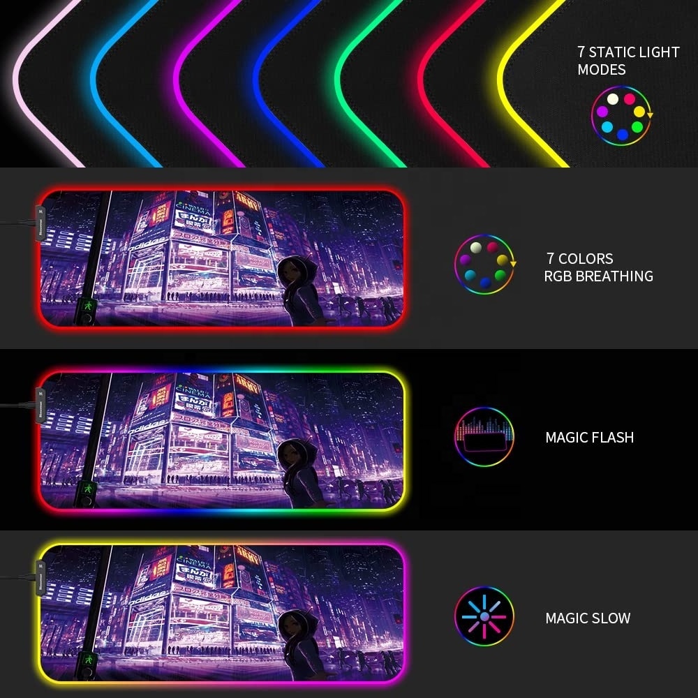 Creatively Designed RGB Lighting Mouse Pad Customized Rubber RGB Desk Mats Gaming Mouse Pad Switching Led RGB Light Mouse Pad