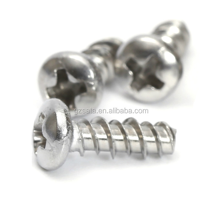 18-8 Stainless Steel Phillips Round Head High-Low Thread Forming Screws for Brittle Plastic