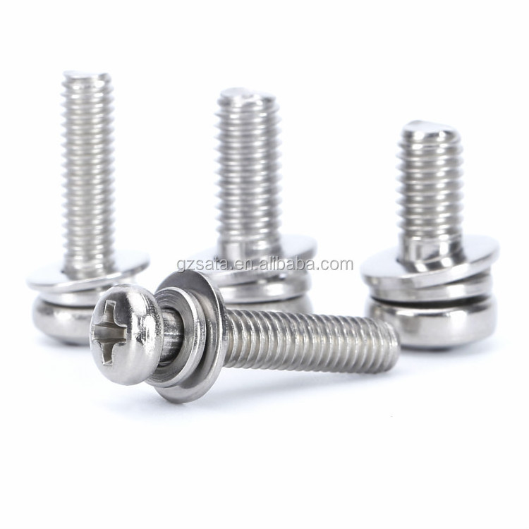 Custom Pan Head Phillips Sems Screws with Flat Washer and Spring Split Lock Washer