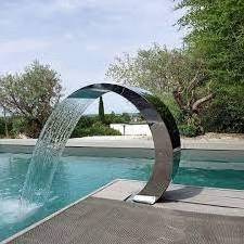 Spa Pool Garden Waterfall Use Stainless Steel Rose Gold Swimming Pool Decoration Arc Hook Stainless Steel Waterfall Fountain