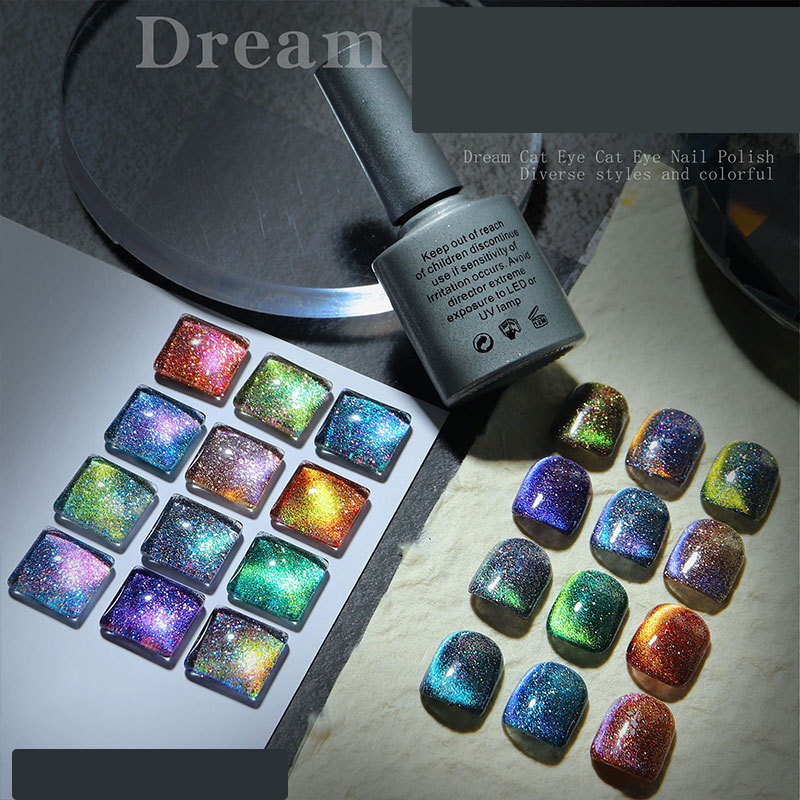 Explosives nail art dream quicksand wide cat's eye nail polish glue color explodes glitter crystal nail salon special