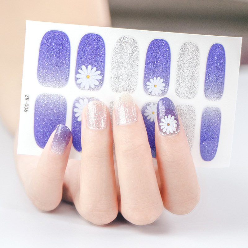 Explosives gradient daisy nail stickers 3D nail stickers waterproof nail stickers full customized