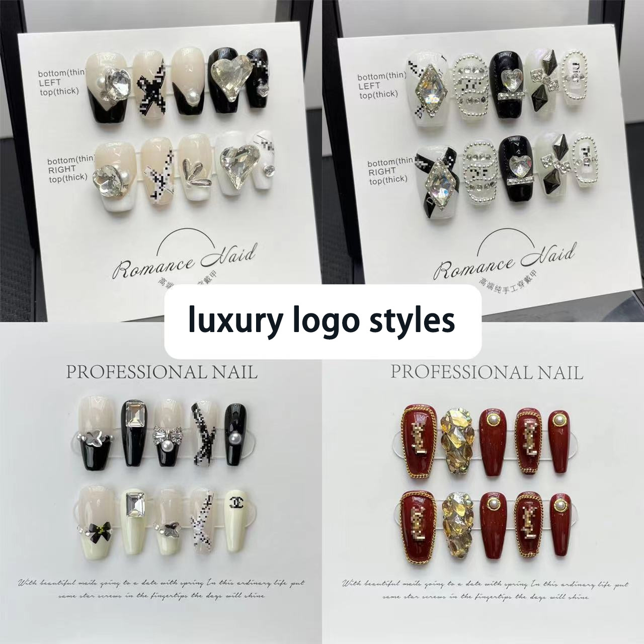 Acrylic Handmade Press On Nails Luxury Logo Artificial Fingernails Wholesale French Tips High Quality Thick Reusable Nails