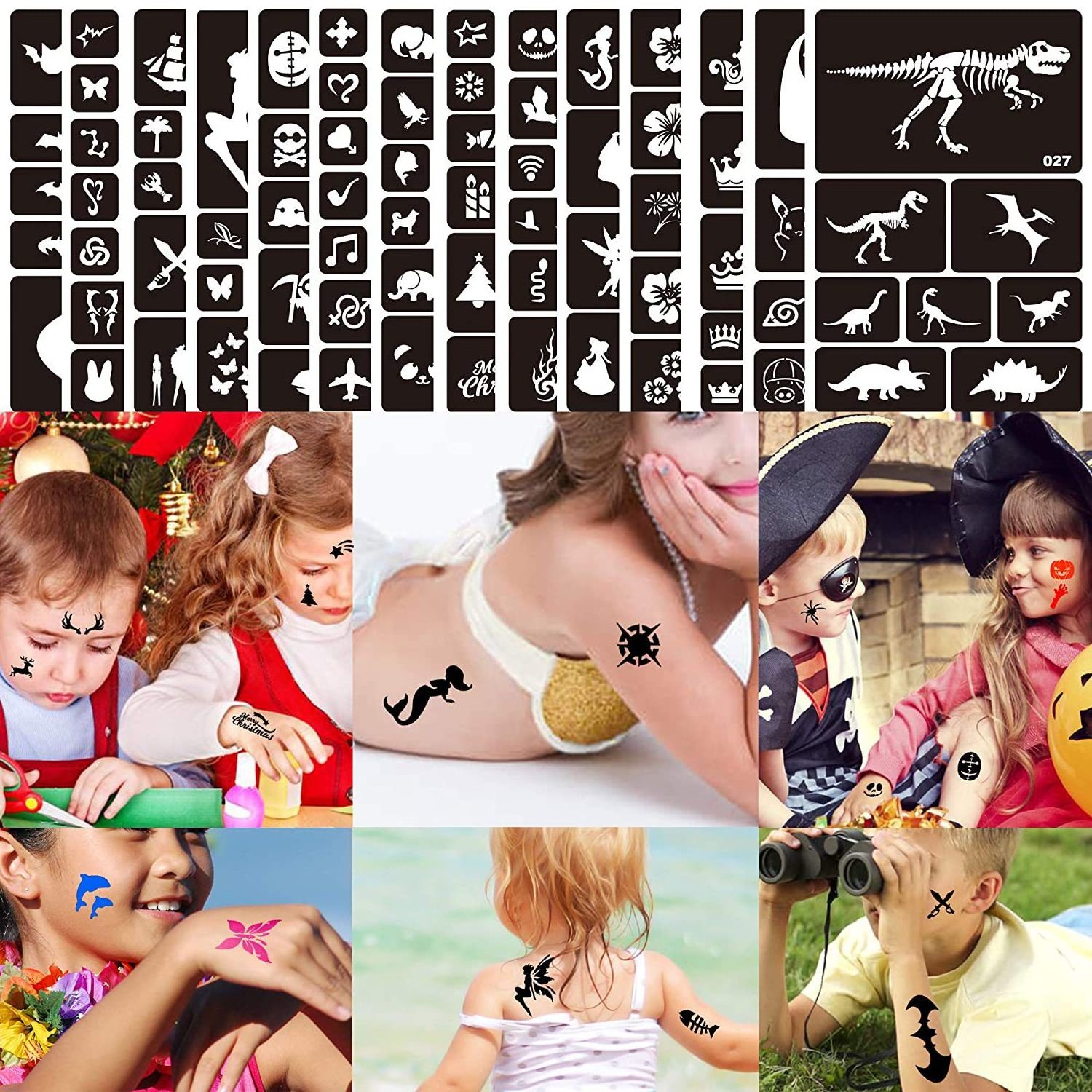 VeganGlitter Tattoo Kits for Girls Unique Professional Glitter Tattoos Kids and Adults Temporary Tattoo Set