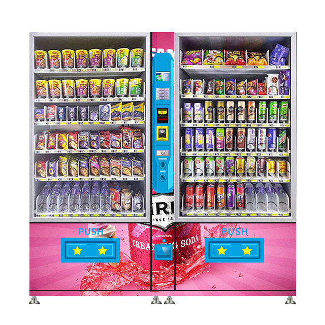 Smart 24-hour Online Self-service Big Capacity for Snacks and Beverages Sale Vending Machine with Double Cabinets