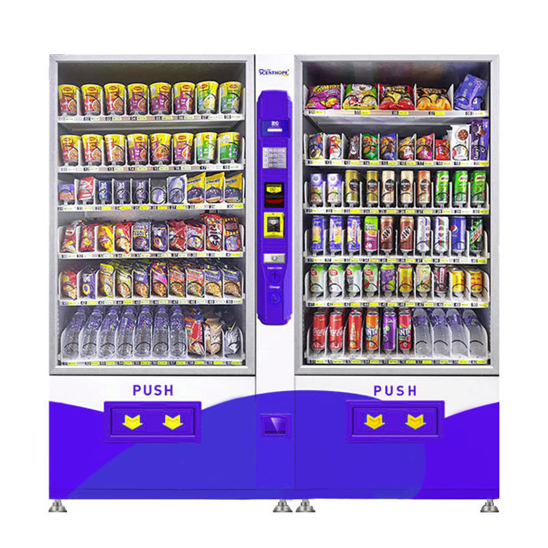 Smart 24-hour Online Self-service Big Capacity for Snacks and Beverages Sale Vending Machine with Double Cabinets