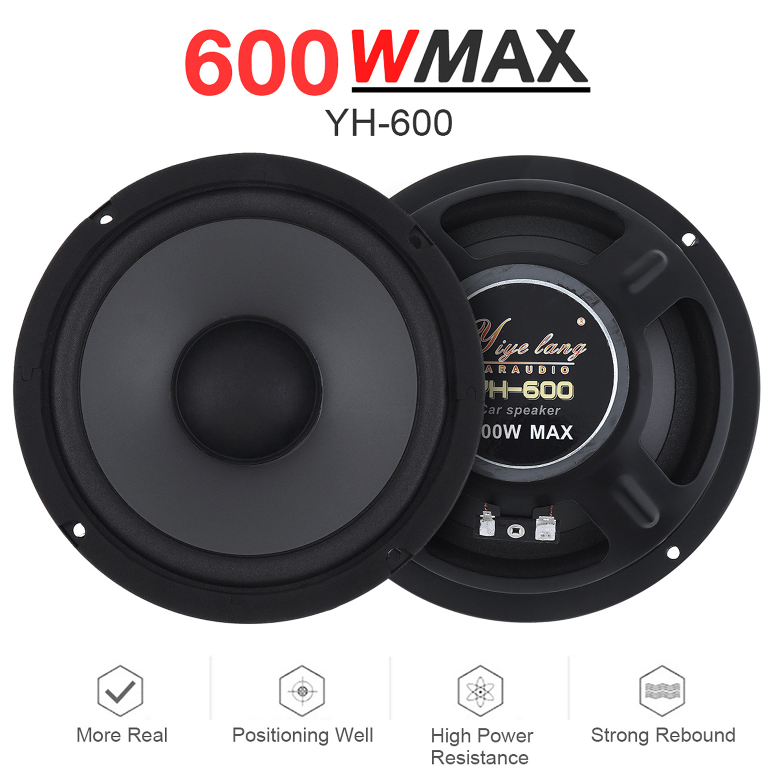 Car Stereo Speaker 6.5 Inch Coaxial Speaker Car 600W Car Subwoofer 2-Way Speaker