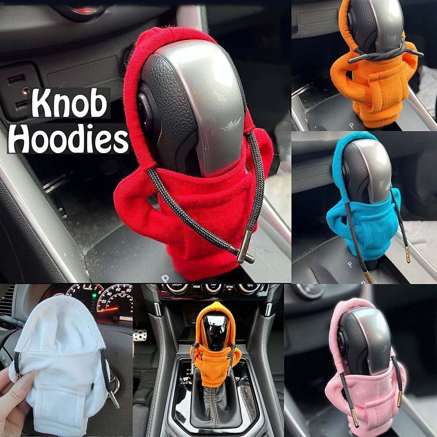 Warm Plush Hoodie Car Gear Shift Knob Cover Automatic Manual Cute Handle Gear Lever Hoodies Protective Sleeve Auto Accessories