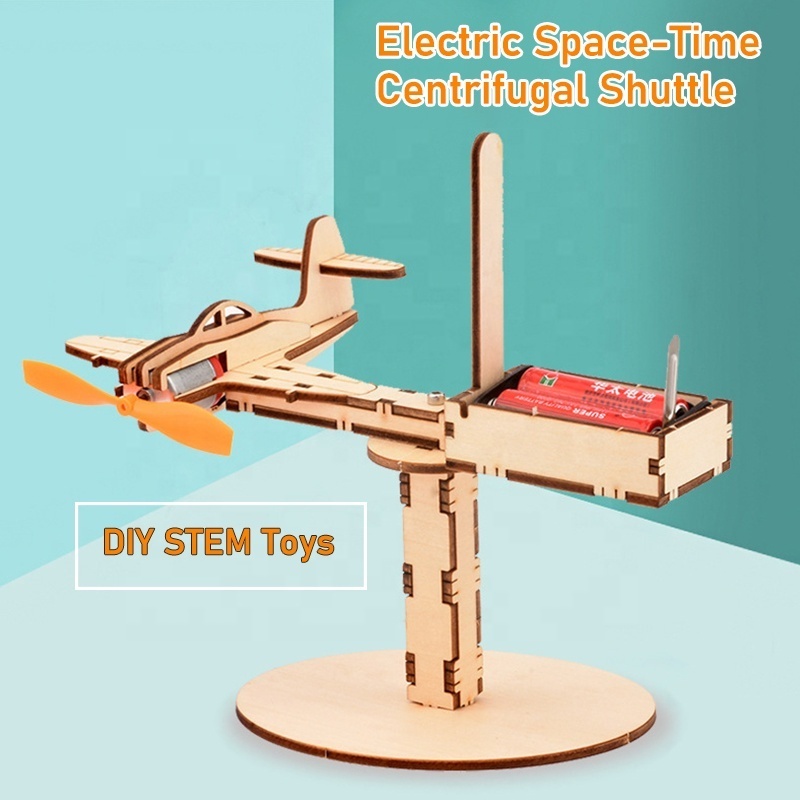 Rotating Plane Kids creative DIY Car Kit Electric Vehicle Model Learning Educational Children wooden STEM science puzzle Toys