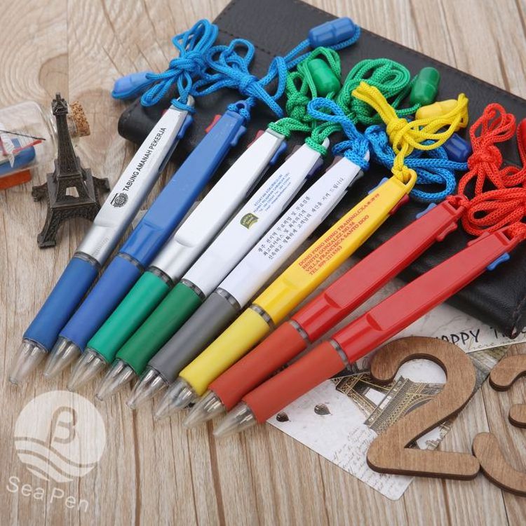 2 colors ink custom logo lanyard ballpen with rope