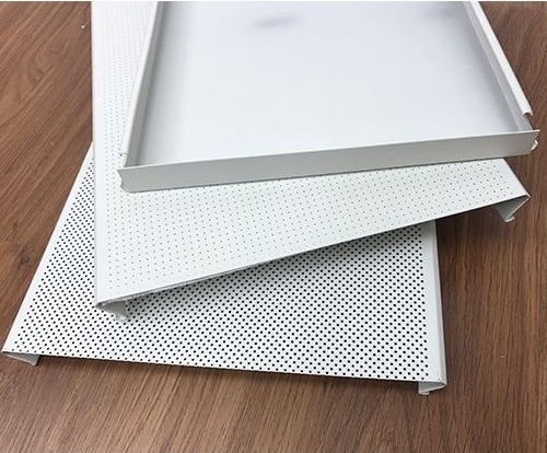 Aluminum Spandrel S-strip ceiling system suspended wood grain perforation ceiling linear panel