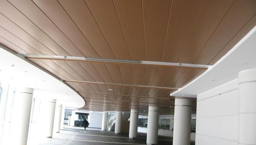 Aluminum Spandrel S-strip ceiling system suspended wood grain perforation ceiling linear panel