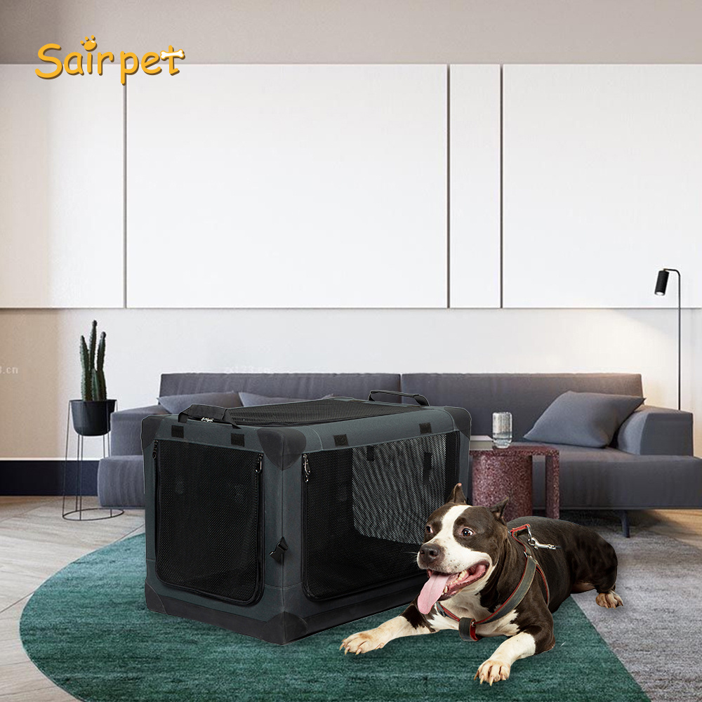 3-Door Folding Indoor & Outdoor Sairpet Pet Home Dog Transport Box Soft Travel Dog Crate for Car