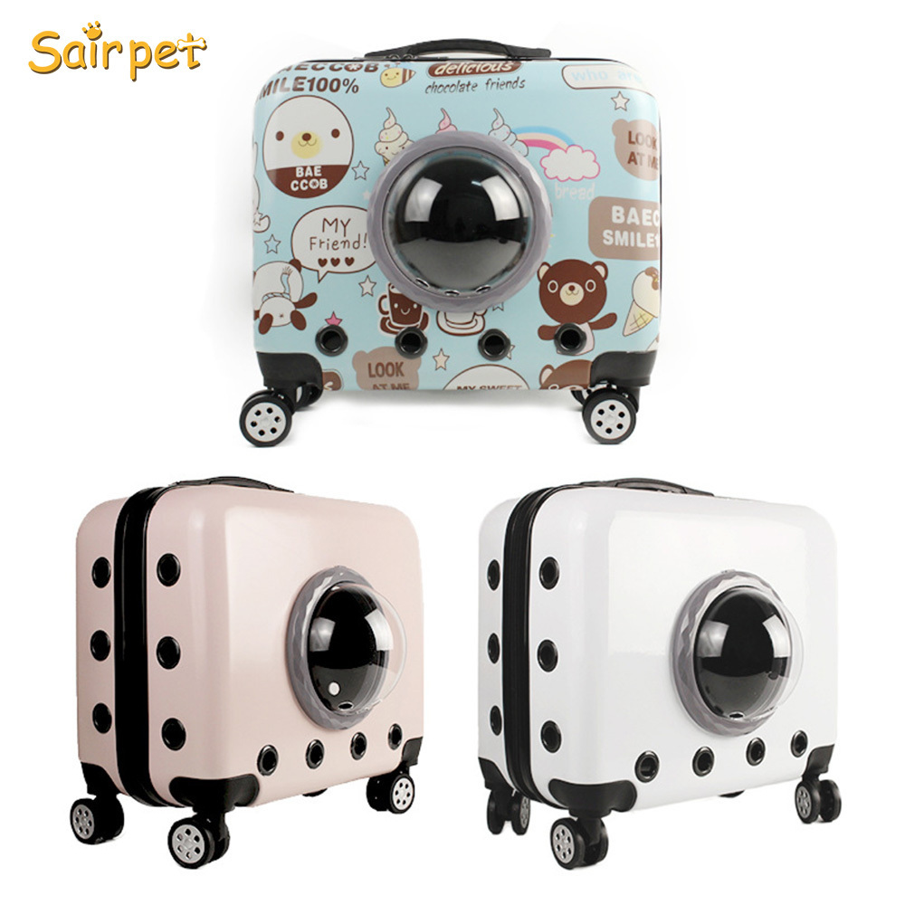 New Dog Cat Carry case  travel luggage suitcase bag   rolling trolley pet carrier with wheels airline approved