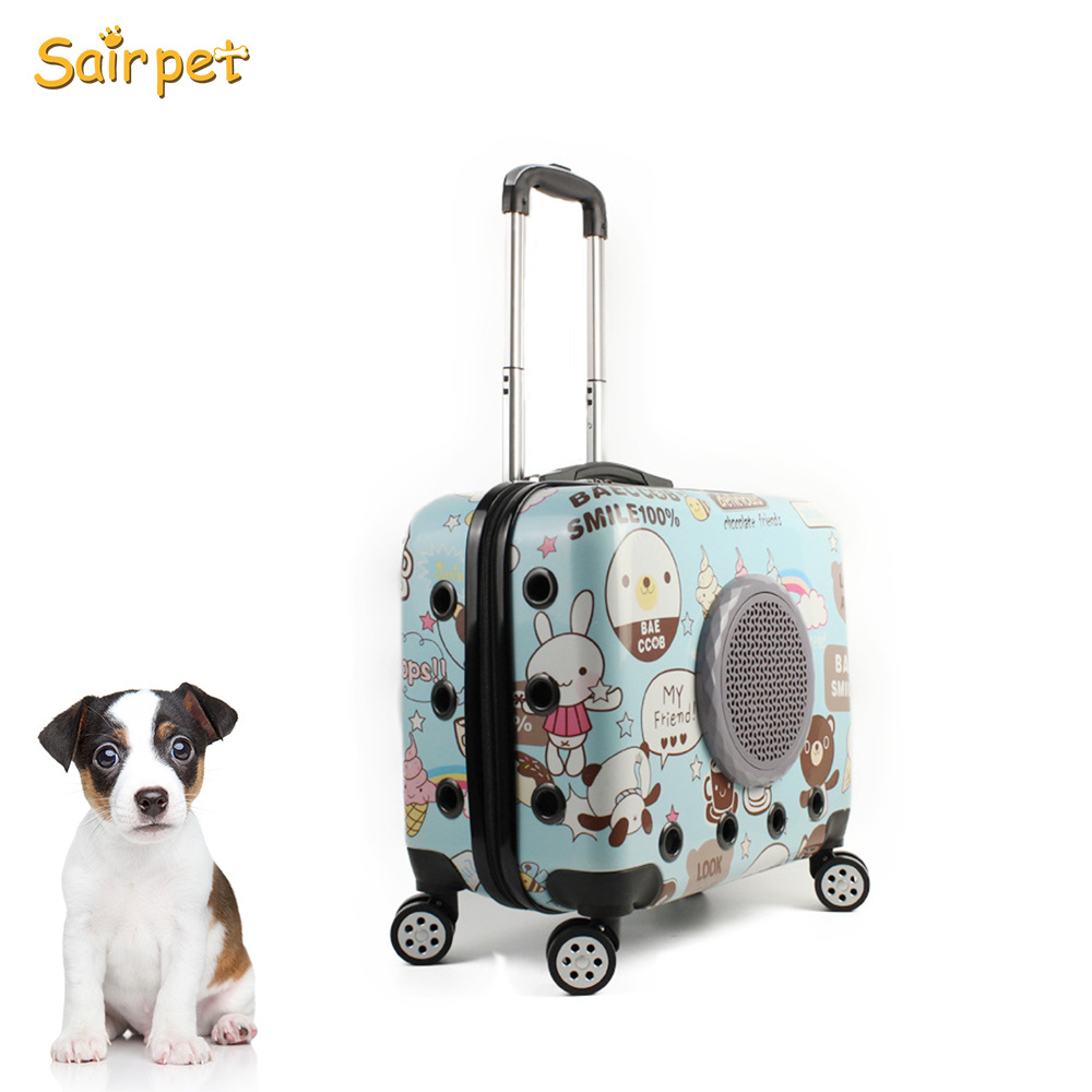 New Dog Cat Carry case  travel luggage suitcase bag   rolling trolley pet carrier with wheels airline approved