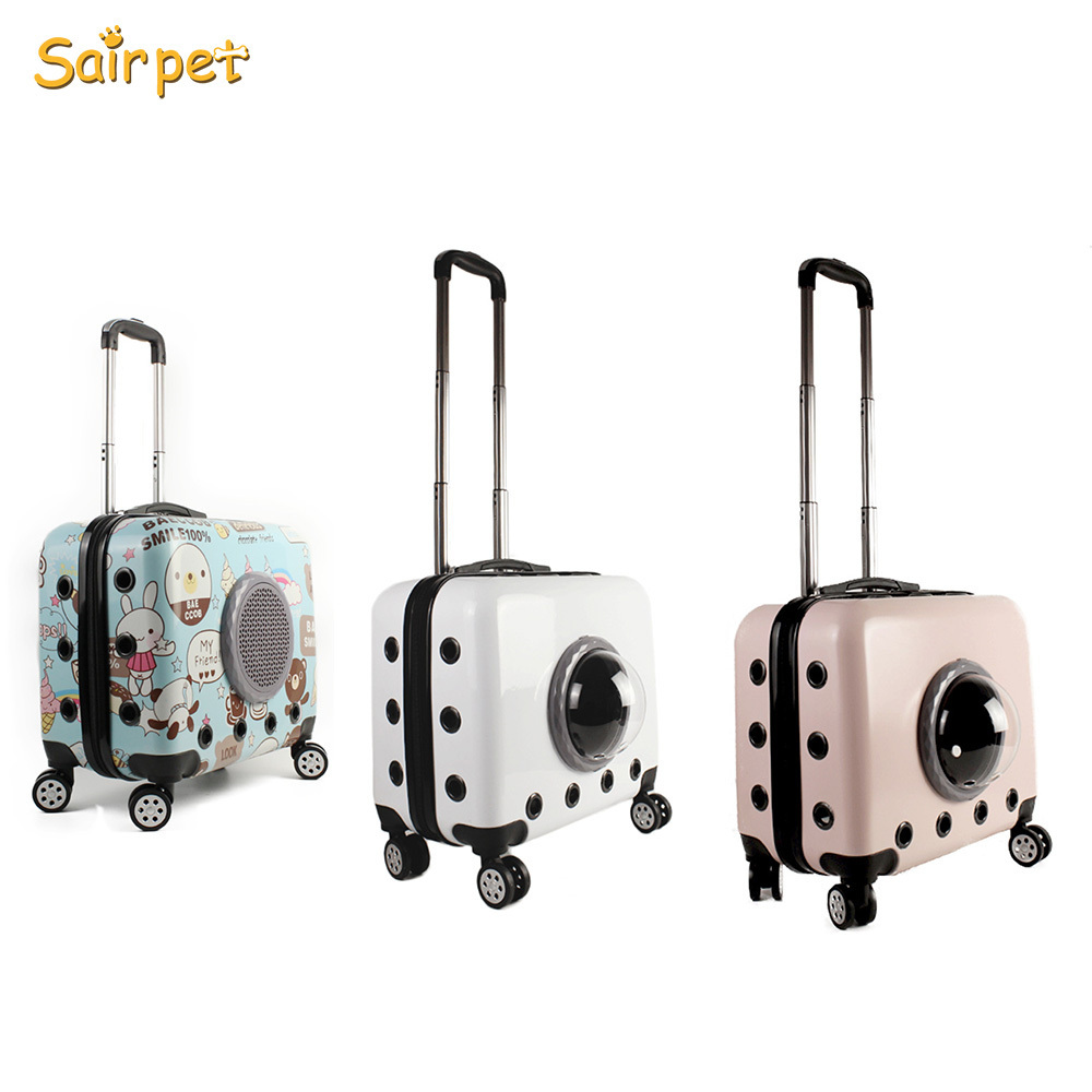 New Dog Cat Carry case  travel luggage suitcase bag   rolling trolley pet carrier with wheels airline approved