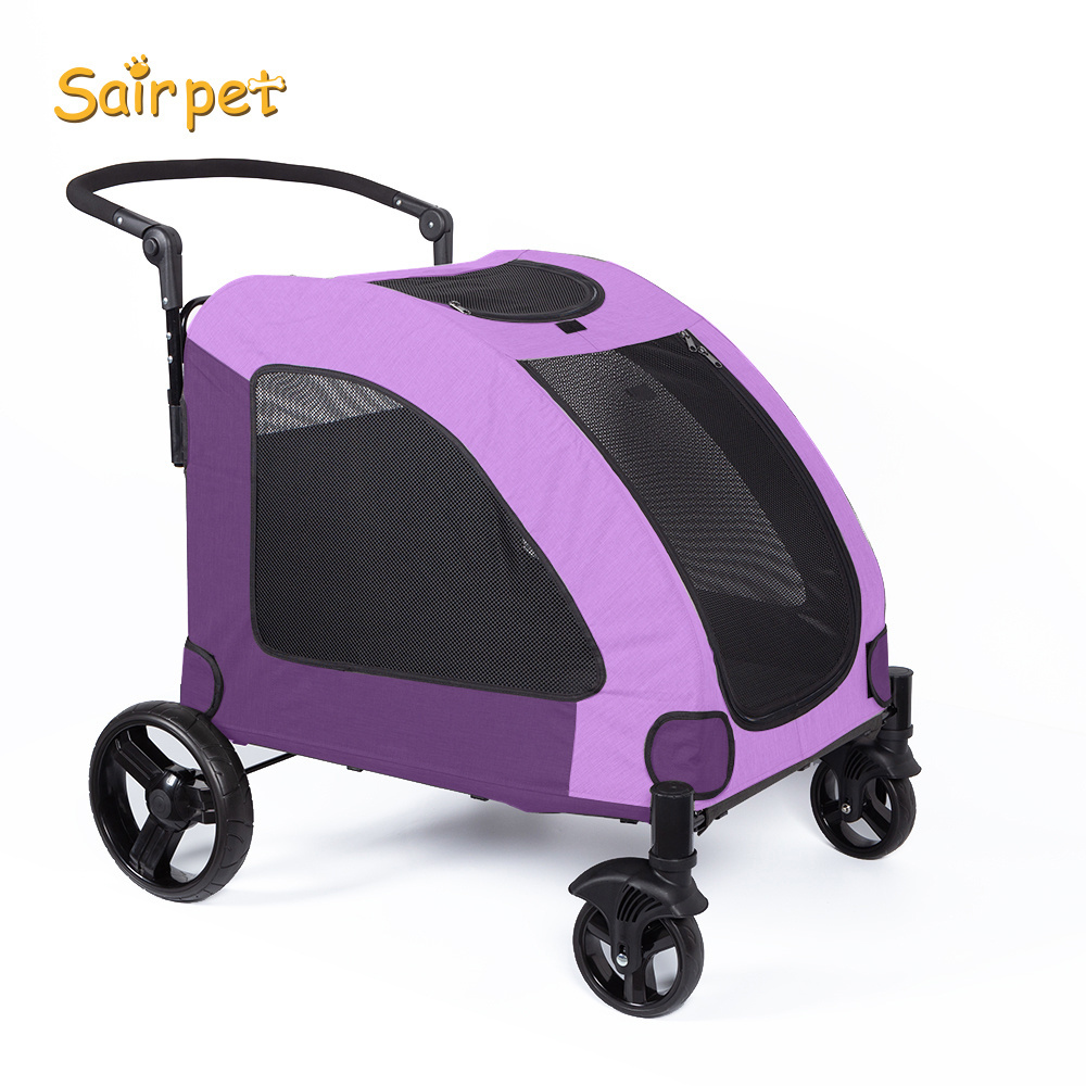 Luxury Folding Pet Stroller For Outdoor Dog Strollers Pet Trolley For Pet Stroller Carrier Travel With Large Wheels