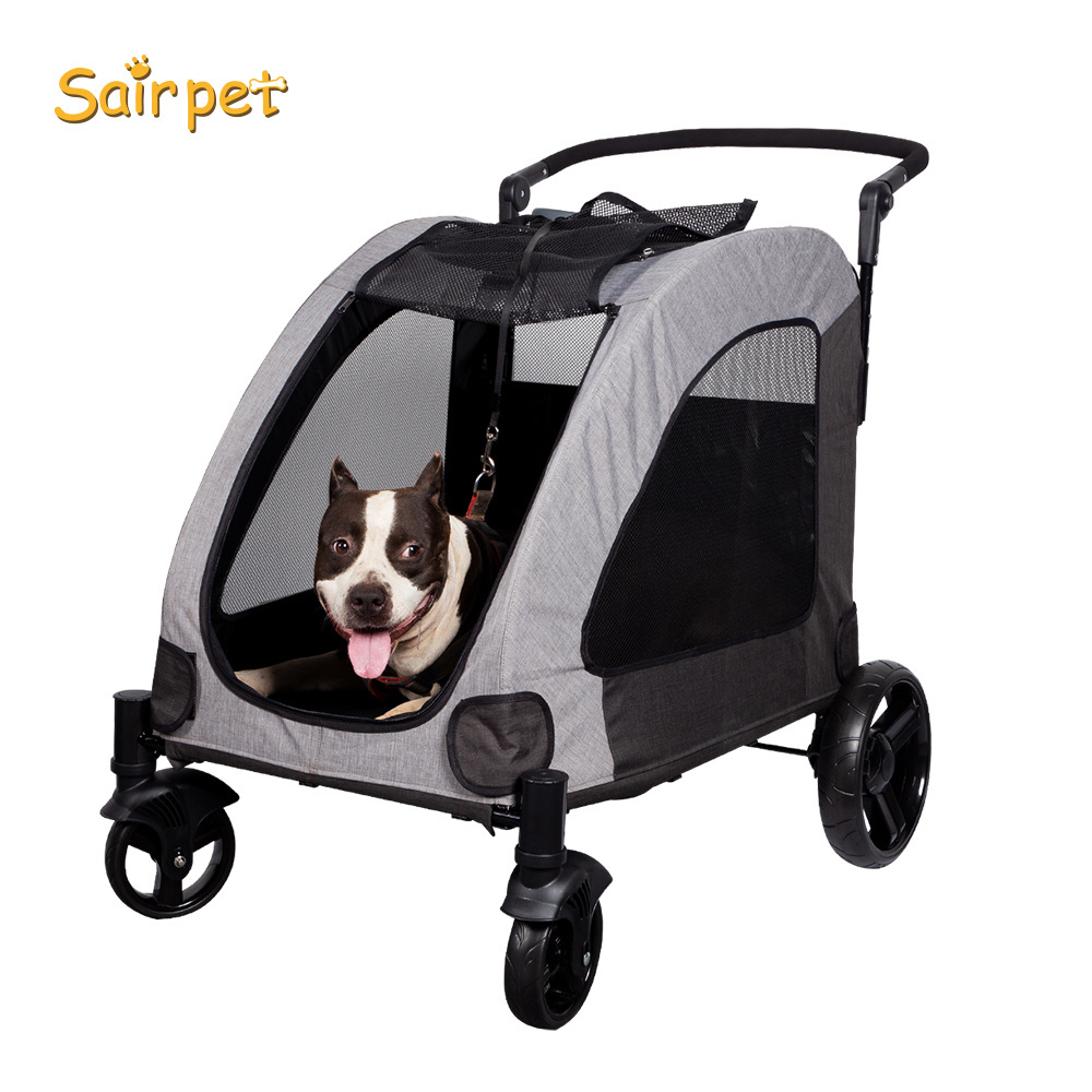 Luxury Folding Pet Stroller For Outdoor Dog Strollers Pet Trolley For Pet Stroller Carrier Travel With Large Wheels