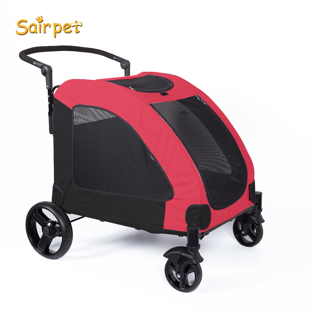 Luxury Collapsible Dog Pet 4 Wheels Trolleys Stroller For Medium And Large Dogs