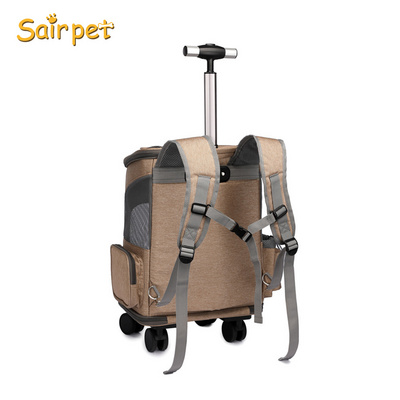 Bag Travel Wheeling Suitcase For Pet Travel Transparent Case Pet Dog Trolley Backpack Portable Outdoor Cat Dog Carrier