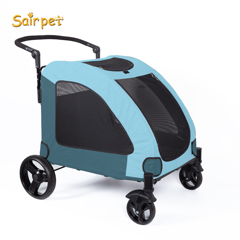 Luxury Collapsible Dog Pet 4 Wheels Trolleys Stroller For Medium And Large Dogs