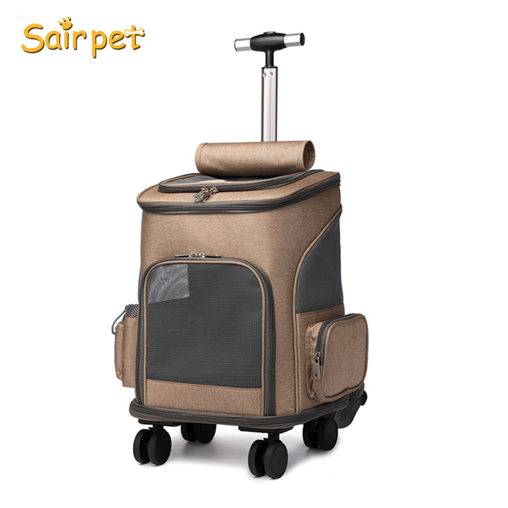 Bag Travel Wheeling Suitcase For Pet Travel Transparent Case Pet Dog Trolley Backpack Portable Outdoor Cat Dog Carrier