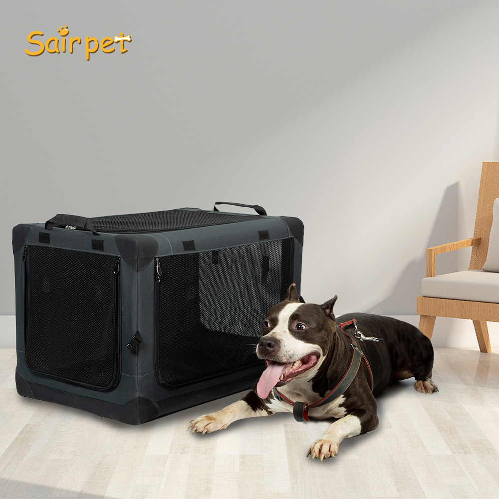 3-Door Folding Indoor & Outdoor Sairpet Pet Home Dog Transport Box Soft Travel Dog Crate for Car