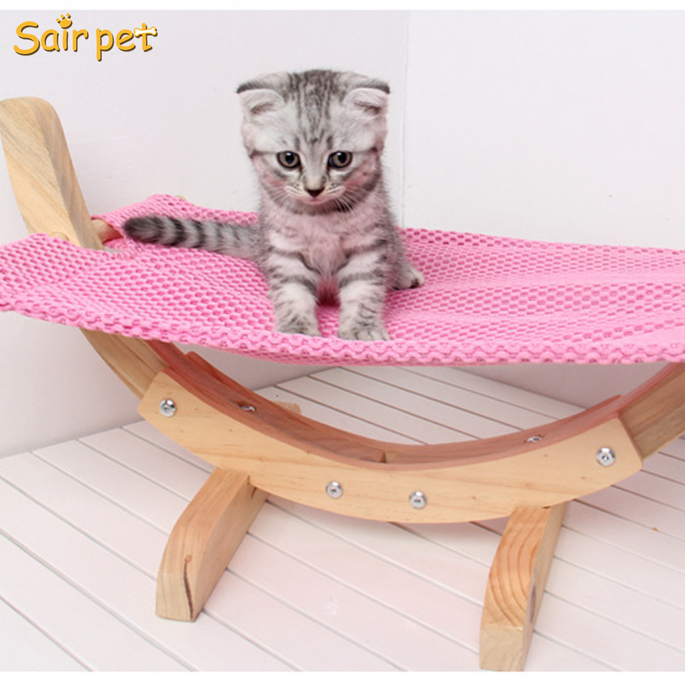 New design Luxury Bamboo Pet Hammock Bed Dog Bed, wood pet bed cushion