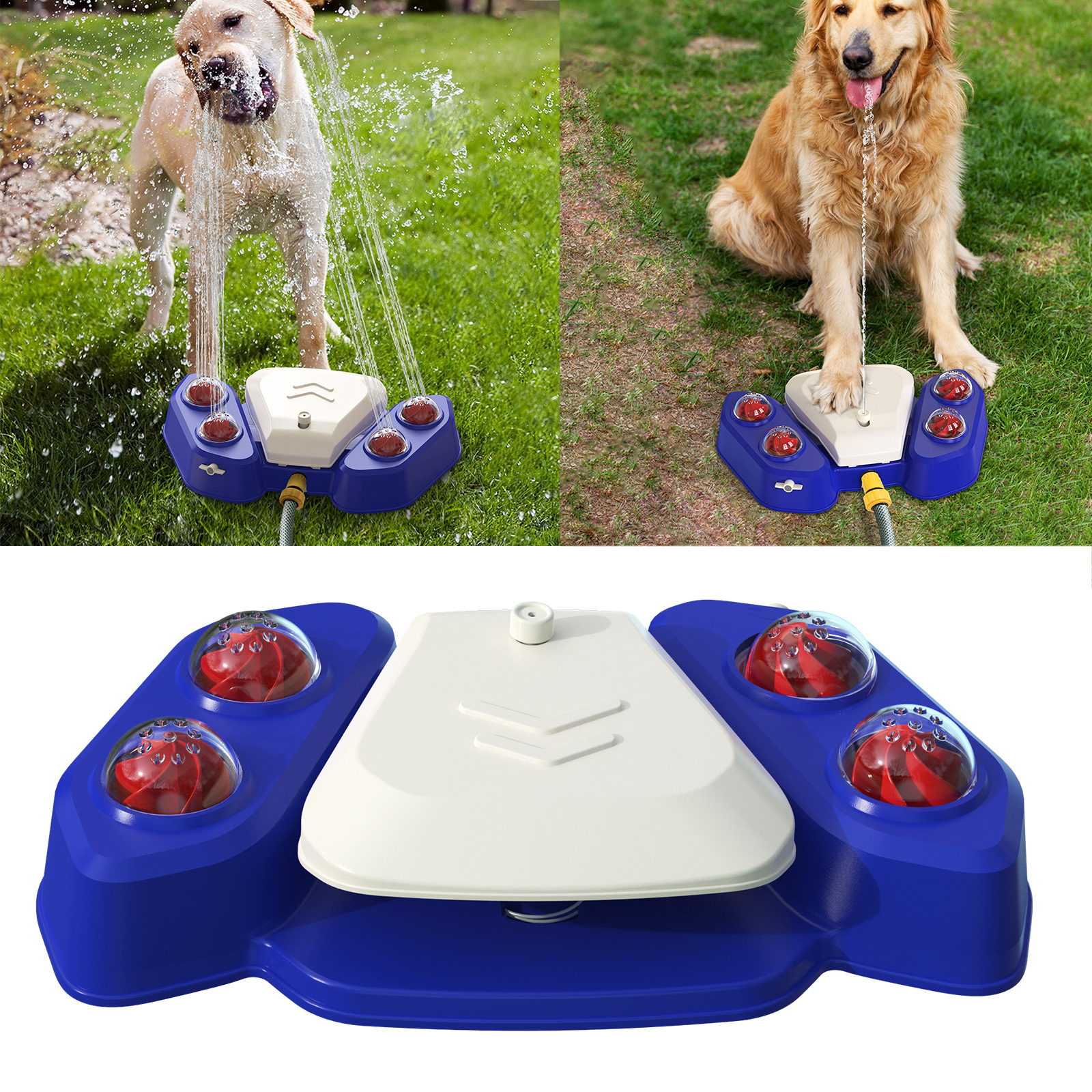 Dog Outdoor Cleaning Bathing Shower Sprinkler 2 In 1 Portable Foot-step Funny Water Fountain Automatic Water Dispenser