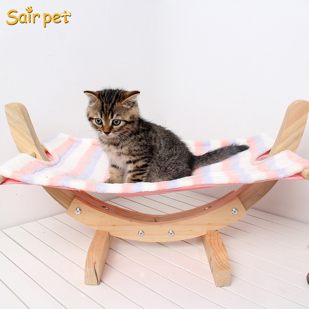 New design Luxury Bamboo Pet Hammock Bed Dog Bed, wood pet bed cushion