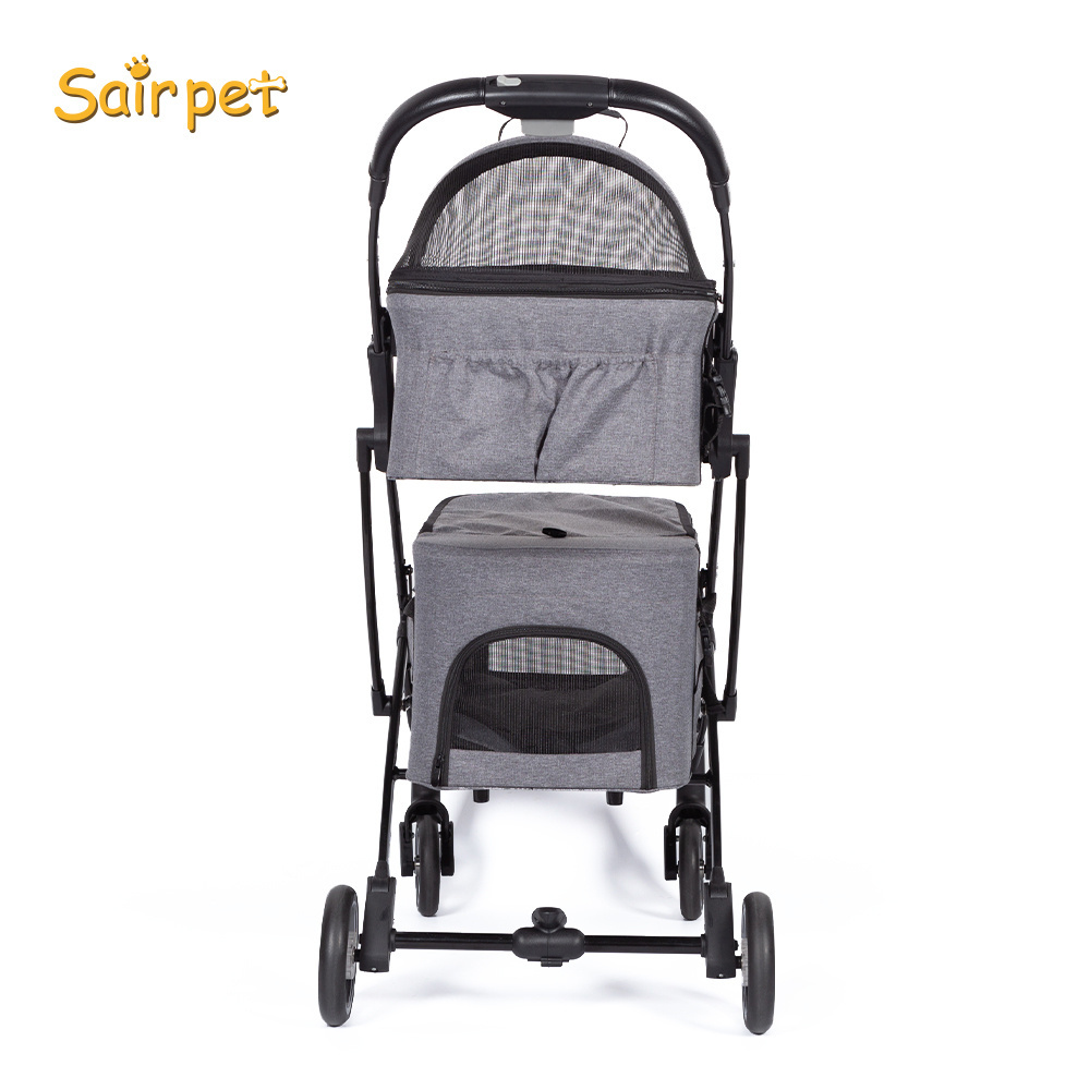 Portable Folding Twin Level Four Wheel Outdoor Travel double  Pet Stroller lightweight double cat   dog child toy pet stroller