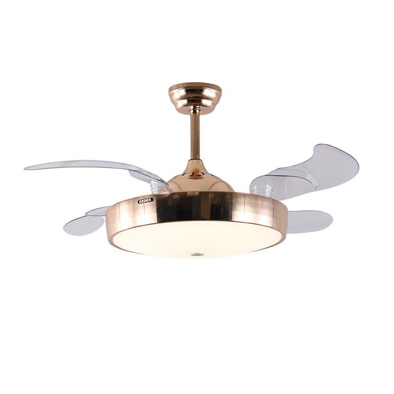 Luxury bedroom led ceiling light with fan acrylic lampshade ceiling fan lamp retractable blades ceiling fan with light