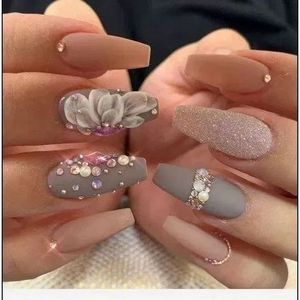 Artificial Nails nail glitter flower nails