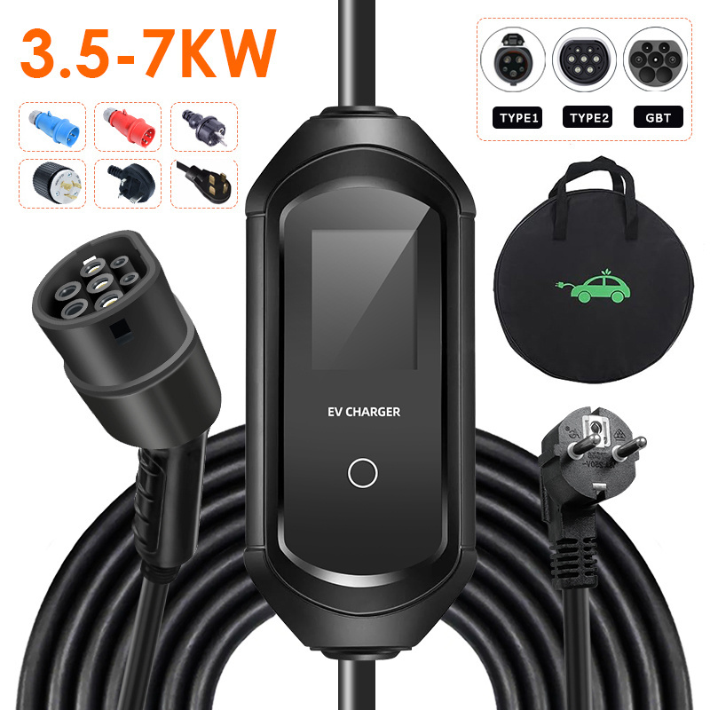 Portable Level 2 Ev Charger 7kw  11kw  22kw Wallbox Portable AC EV CHARGER For Electric Car