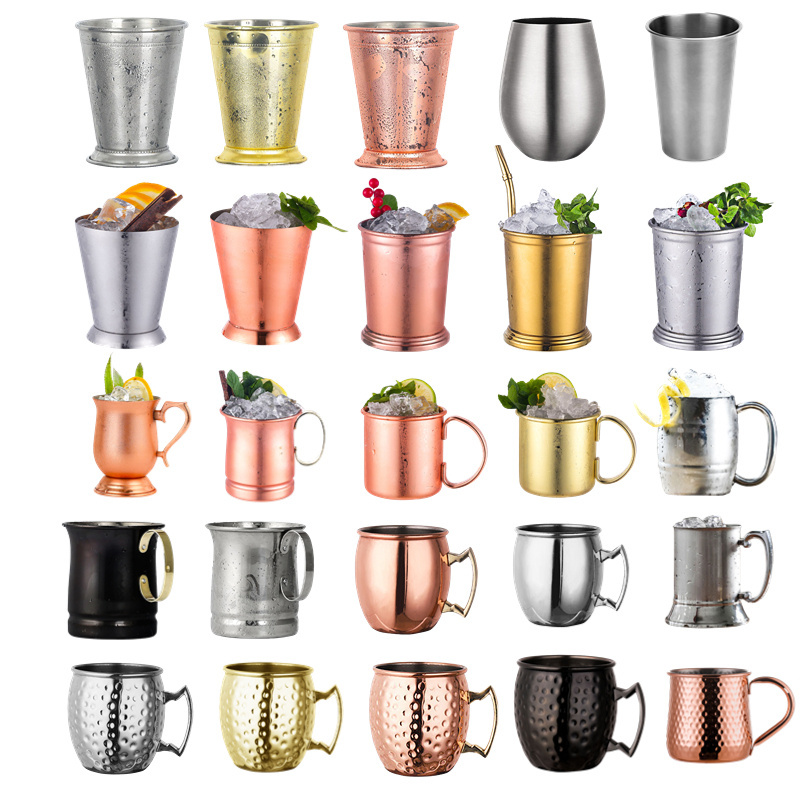 Hot selling Moscow Mule Copper Mug Sublimation Copper Plated Stainless Steel Mug Hammered Cocktail Cup