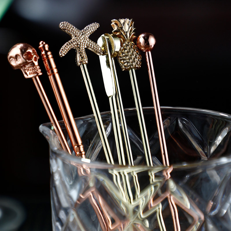 Stainless Steel Custom Swizzle Stick Coffee Beverage Stirring Stick Cocktail Picks Metal Mixing Sticks for Drink