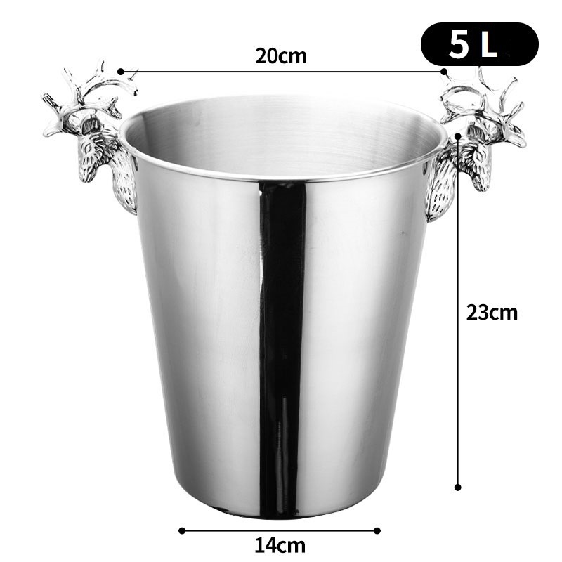 Light and creative stainless steel deer head ice bucket red wine champagne barrel bar KTV ice bucket beer champagne bucket