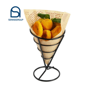 Metal wire french fry food cone holder Snack Food Display Stand French Fries Rack Chips Iron Waffle Ice Cream Cone Holder