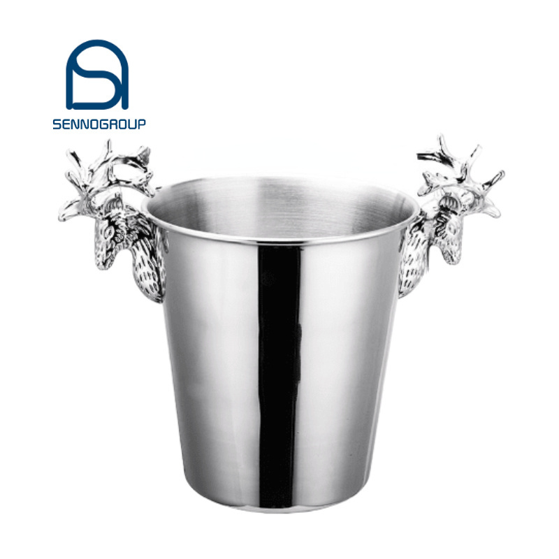 Light and creative stainless steel deer head ice bucket red wine champagne barrel bar KTV ice bucket beer champagne bucket