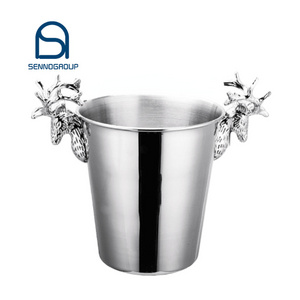 Light and creative stainless steel deer head ice bucket red wine champagne barrel bar KTV ice bucket beer champagne bucket