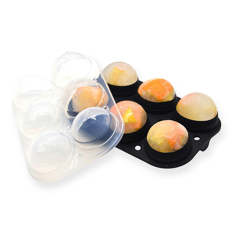 Best Selling 6 Cavity Food Grade Ball Shape Silicone Ice Tray Silicone Round Shape Ice Cube Tray Mold Silicone Ice Ball Maker