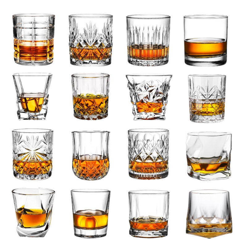 Wholesale  Hot Sale Stocked Diamend Custom Wine Glasses Lead Fee Crystal Whiskey Glasses Whiskey Tumbler Wineglass Whiskey Glass