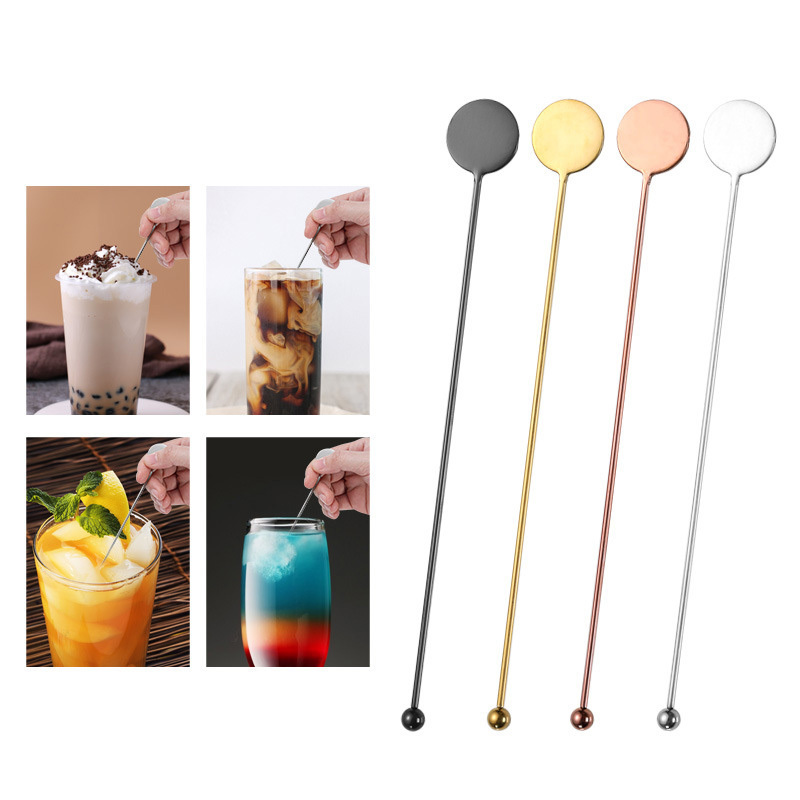 Stainless Steel Custom Swizzle Stick Coffee Beverage Stirring Stick Cocktail Picks Metal Mixing Sticks for Drink